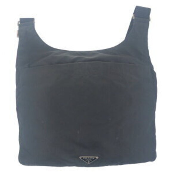 Prada Tessuto triangular logo plate black nylon shoulder bag - Picture 10 of 10
